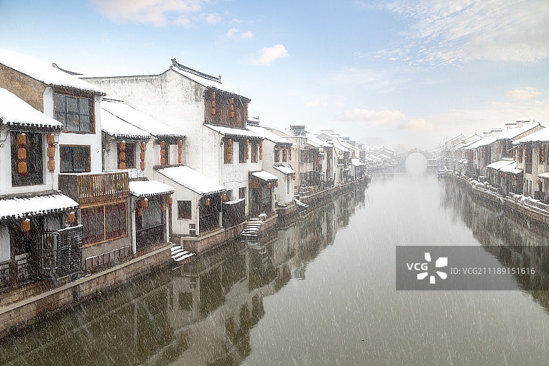 无锡南长街清名桥雪景图片素材
