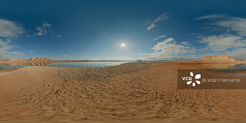 美国亚利桑那州岩石沙漠湖泊的360度HDRI图片素材