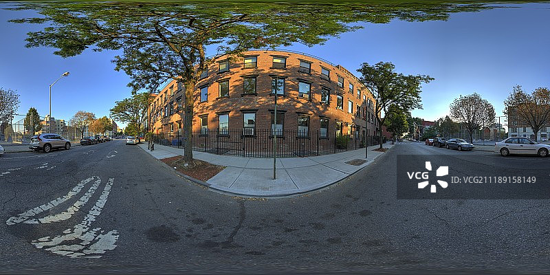 360度HDRI：美国红砖建筑城市街景图片素材