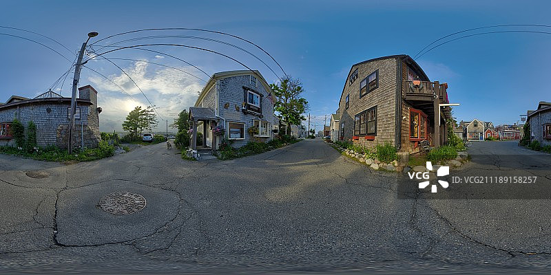 美国精品店前沥青路面的360度HDRI全景图图片素材