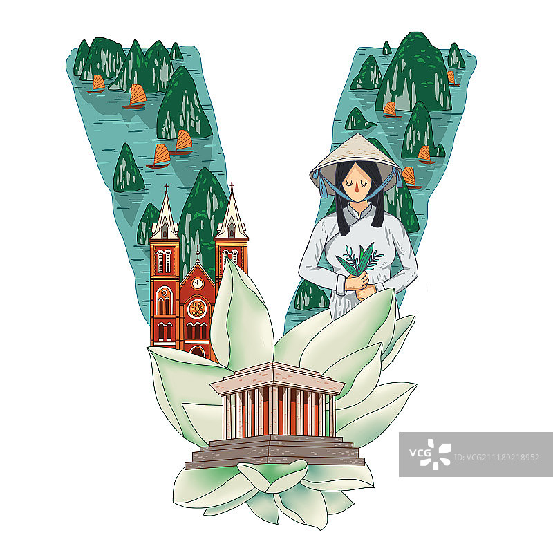 V形状的越南景观图片素材