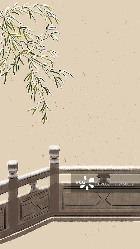 竹子与石栏图片素材