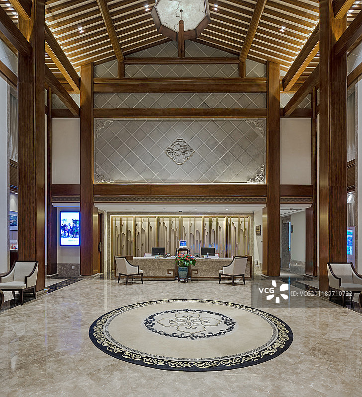 现代中式建筑酒店大堂图片素材