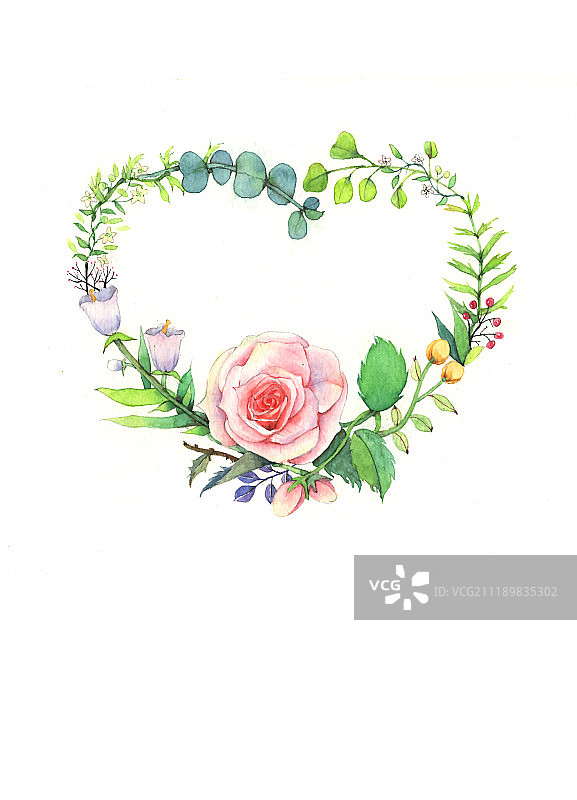 花环水彩小清新插画图片素材
