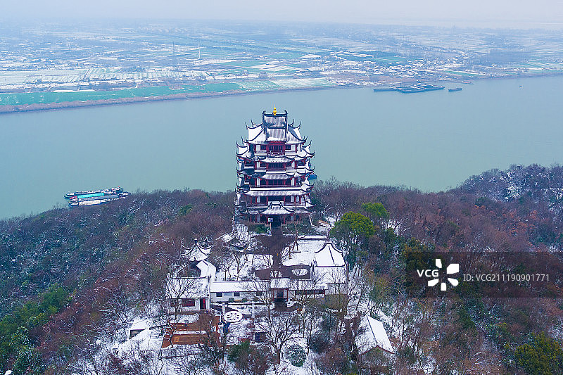 安徽马鞍山采石矶雪景图片素材