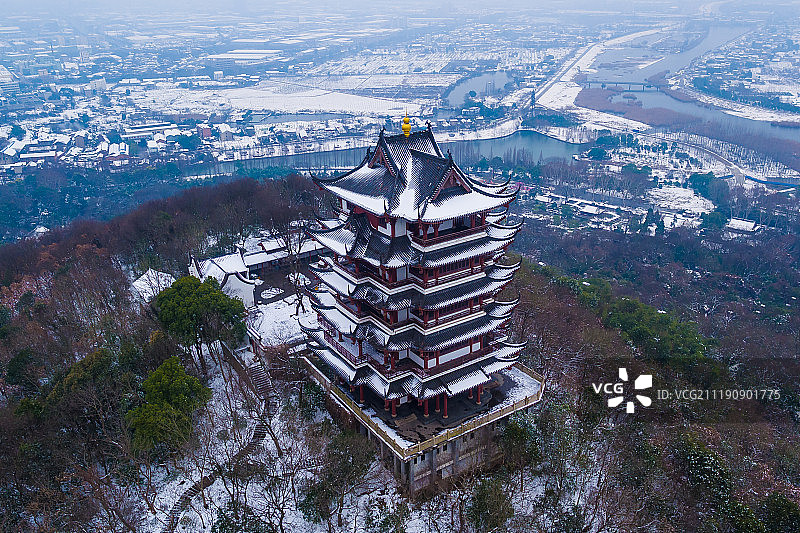 安徽马鞍山采石矶雪景图片素材