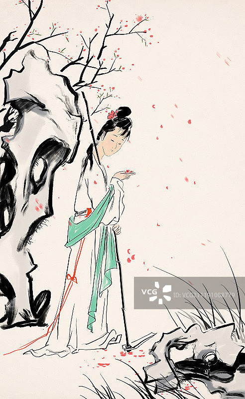 水墨国画古典诗词人物插图图片素材