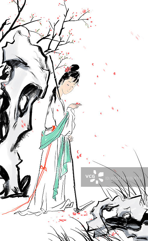 水墨国画古典诗词人物插图图片素材