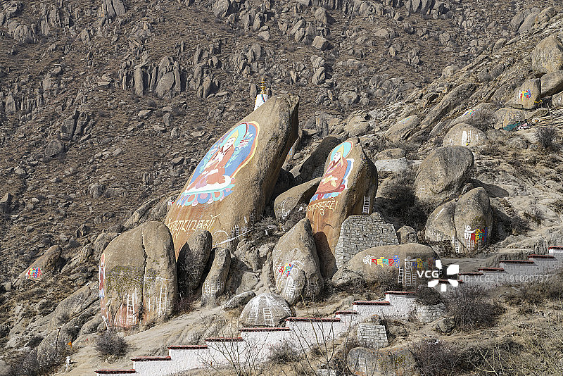 西藏拉萨哲蚌寺玛尼石图片素材