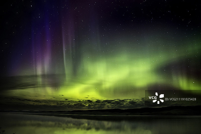 加拿大萨斯喀彻温省的极光图片素材