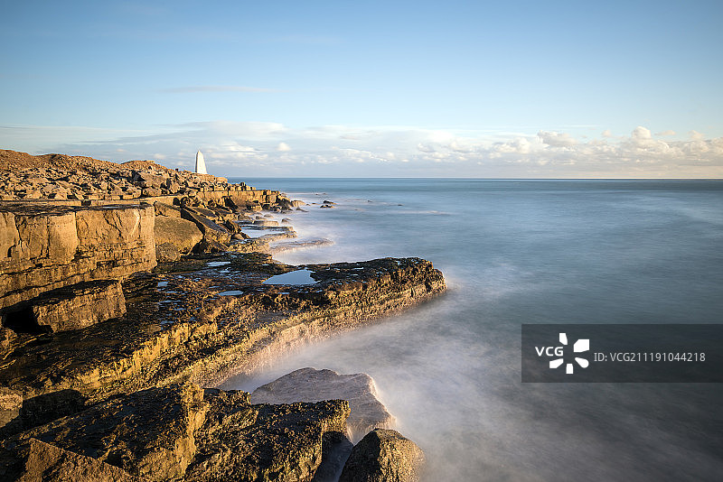 波特兰比尔岩石的绚丽日落景观图片素材