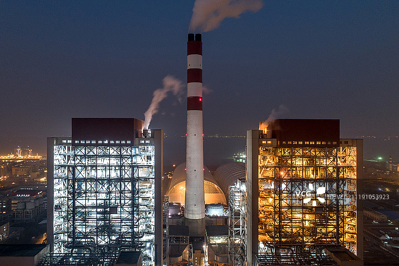 上海 外高桥发电厂 航拍图片素材