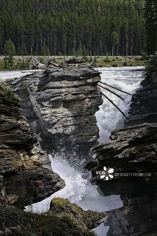 贾斯珀国家公园阿萨巴斯卡河上的急流图片素材