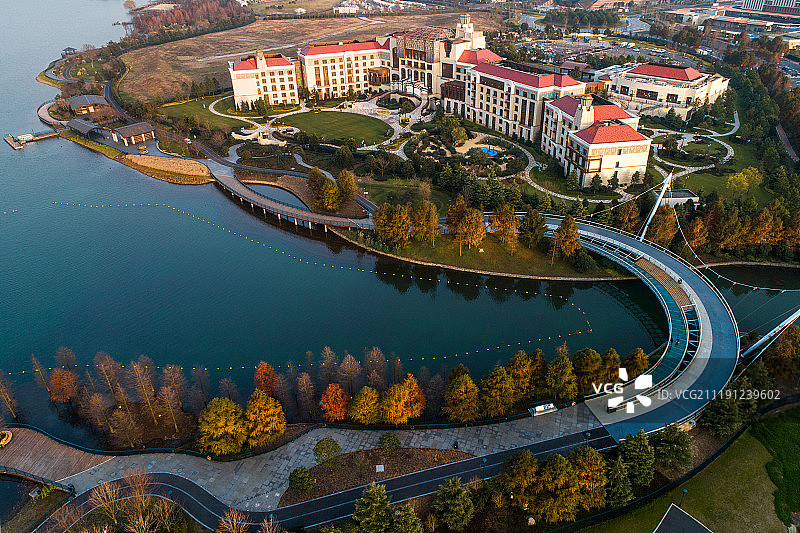 航拍 上海迪士尼乐园酒店图片素材