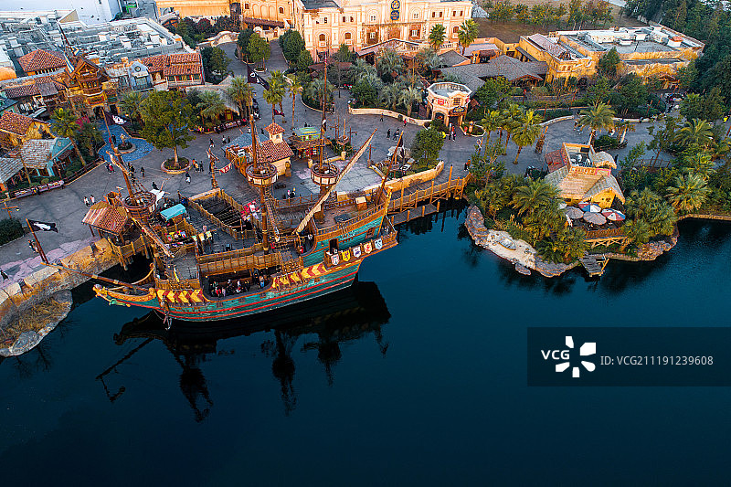 航拍 上海迪士尼乐园 宝藏湾图片素材