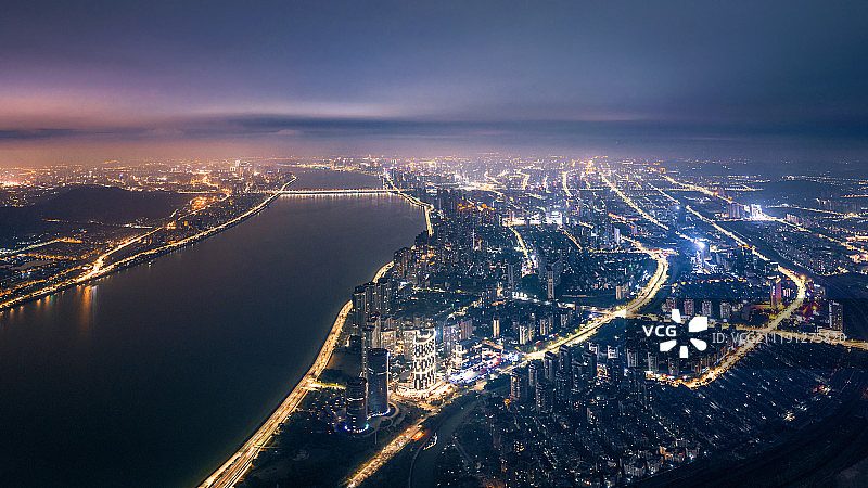 杭州滨江区夜景图片素材