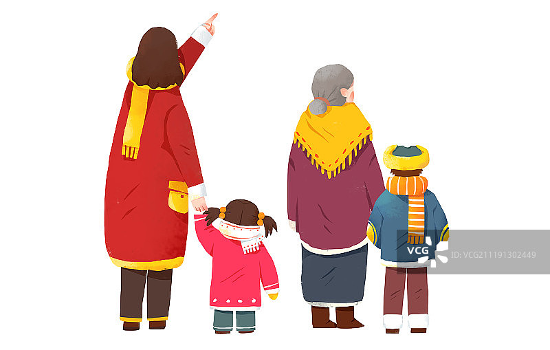 扁平风插画家人背影图片素材