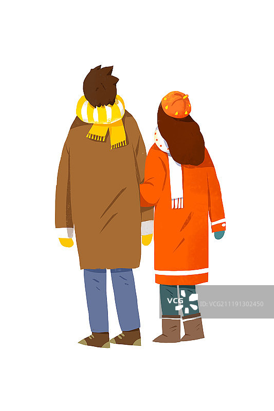 扁平风插画 情侣背影素材图片素材