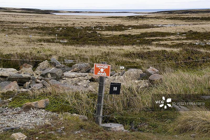 南大西洋福克兰群岛的雷区标志图片素材