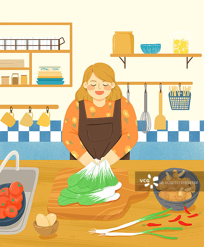 厨房做饭的女人图片素材