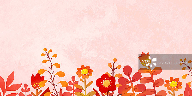 横版红色花朵图片素材