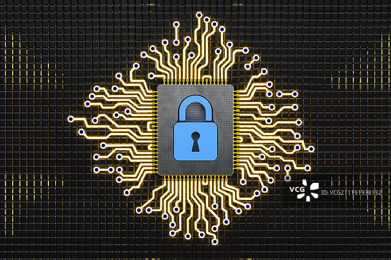 3D电路和数码锁图片素材