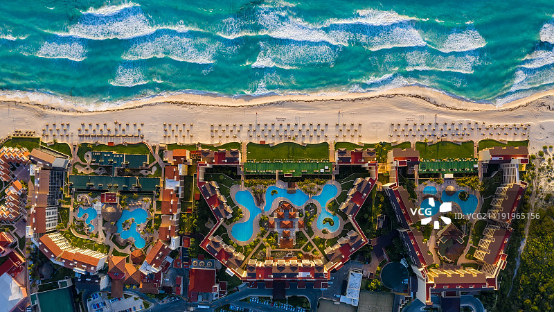 墨西哥坎昆海岸线海滨度假航拍图片素材