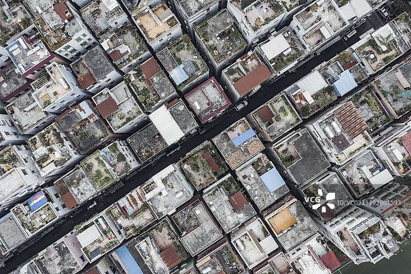 广州市白云区萧岗村 城中村 航拍图片素材