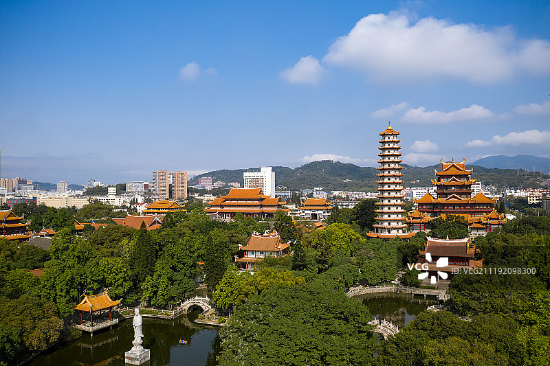 中国福州西禅寺航拍图片素材