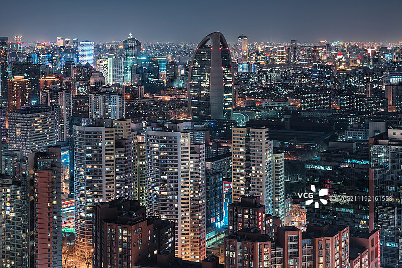 北京人民日报社城市夜景图片素材