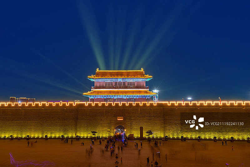 正定古城长乐门夜景图片素材