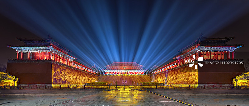 北京故宫94年来首次点亮夜景图片素材