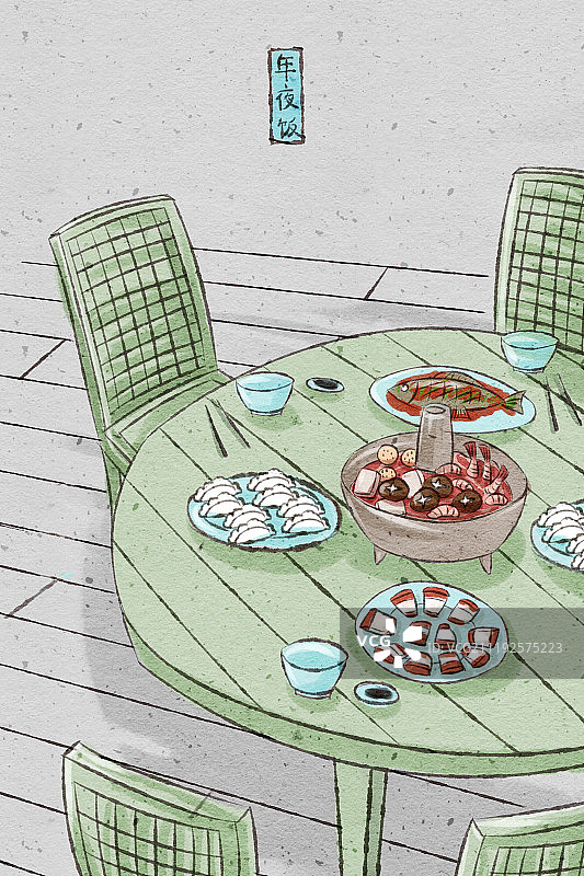 中国风年夜饭餐厅背景图片素材