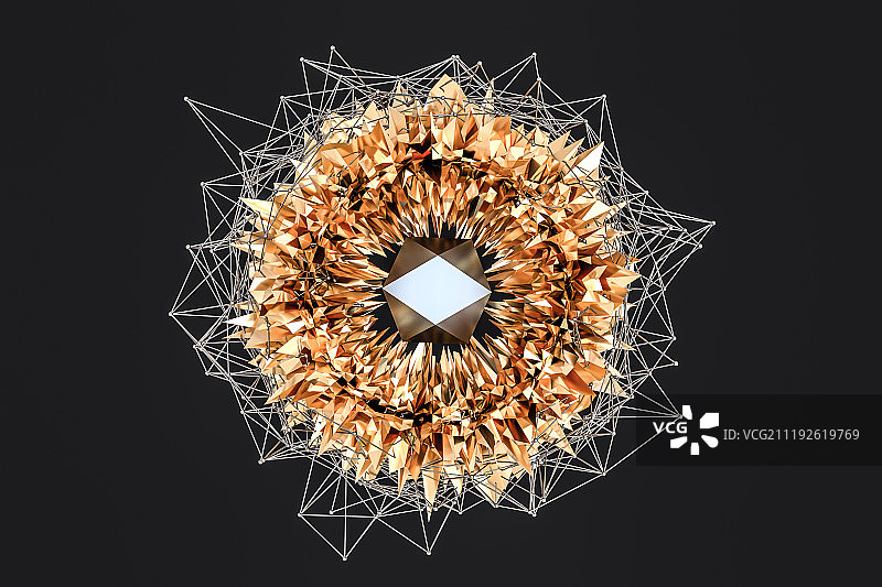 黄金炸裂圈圈与金属线条图片素材