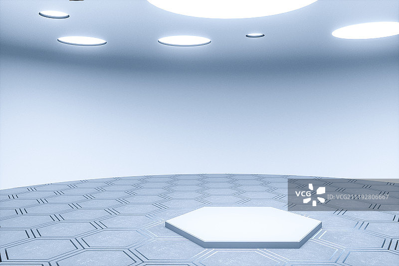 蓝色科技感室内场景图片素材