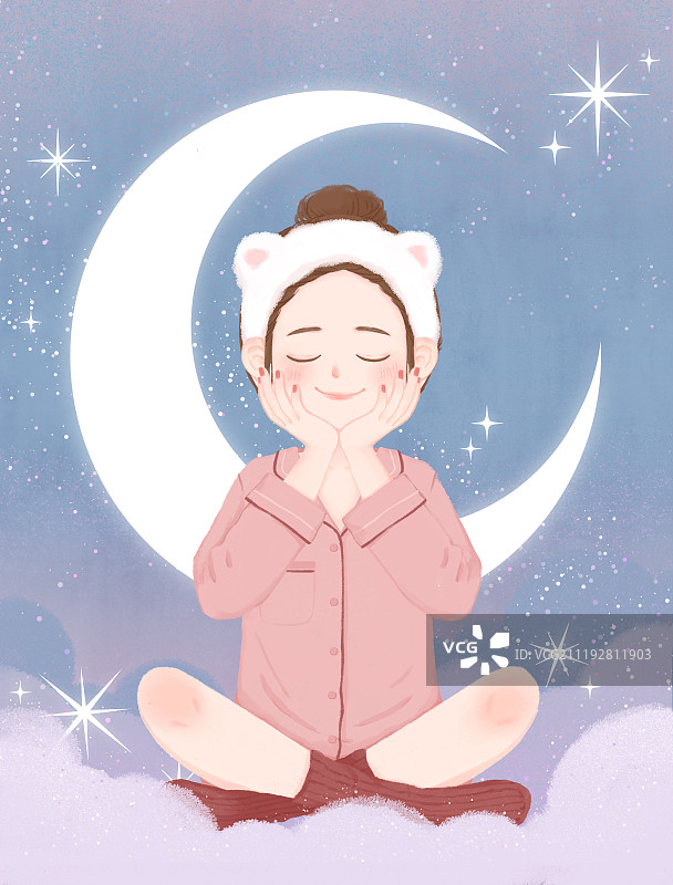 晚安少女图片素材