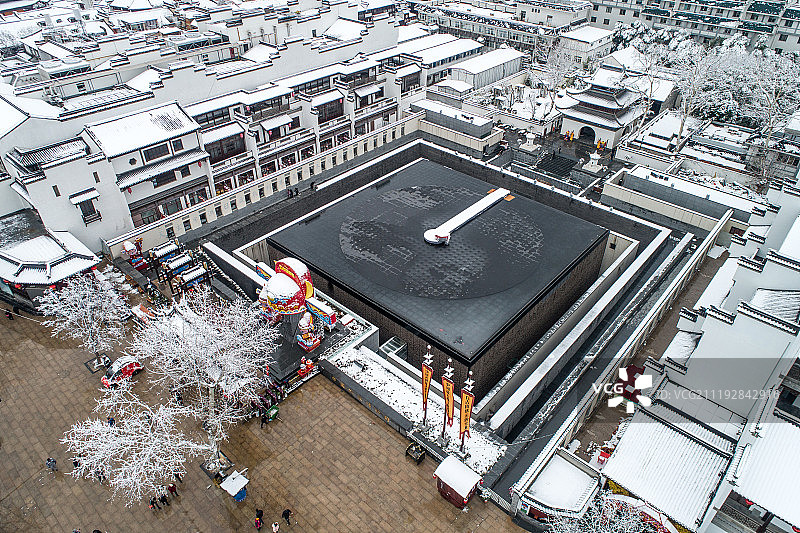 航拍 南京 大雪后的夫子庙 江南贡院图片素材