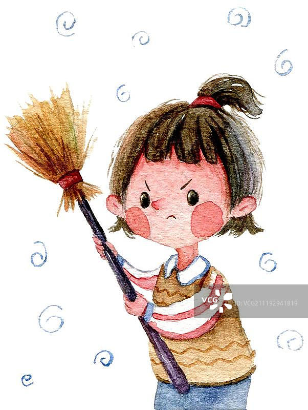 拿扫帚的女孩图片素材