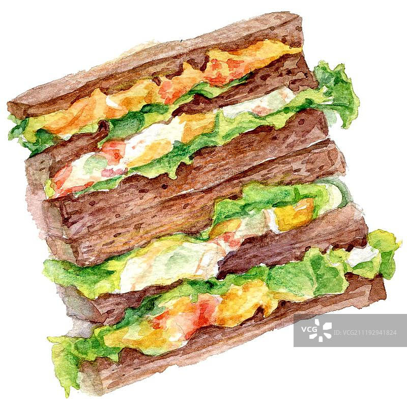 写实鸡蛋火腿三明治图片素材