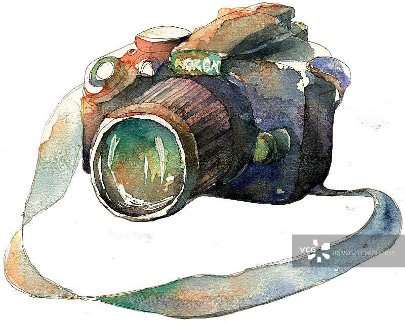 写实水彩手绘数码相机图片素材