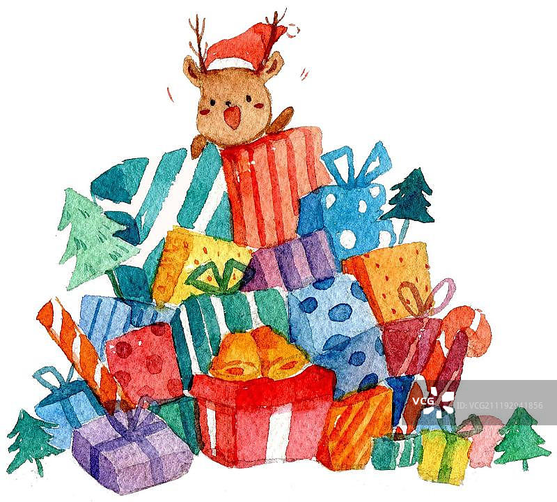 送圣诞礼物的麋鹿图片素材