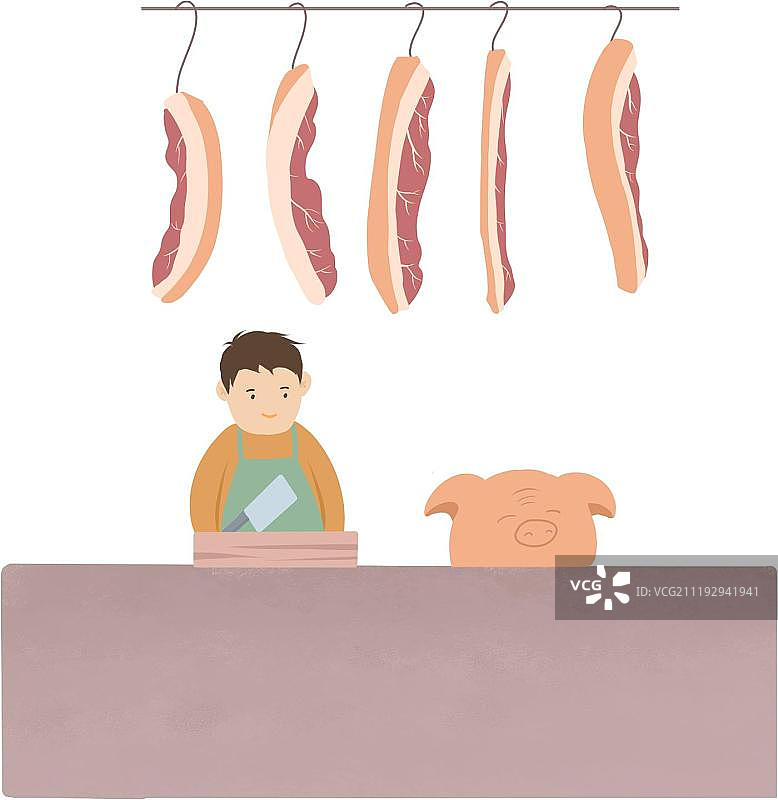 街市的猪肉店铺图片素材