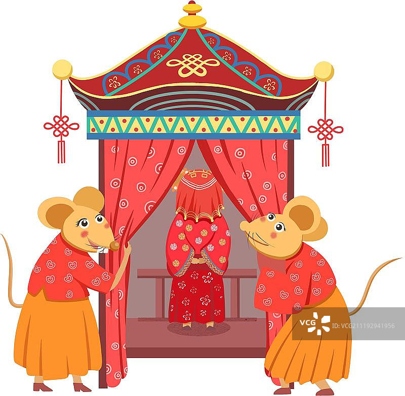喜庆的老鼠嫁女图片素材