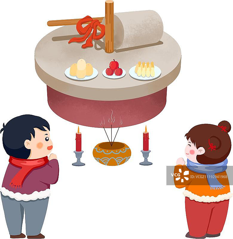 祭拜石头的孩子图片素材