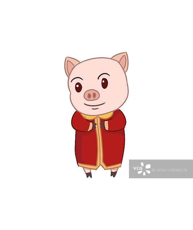 穿着红色袍的猪图片素材