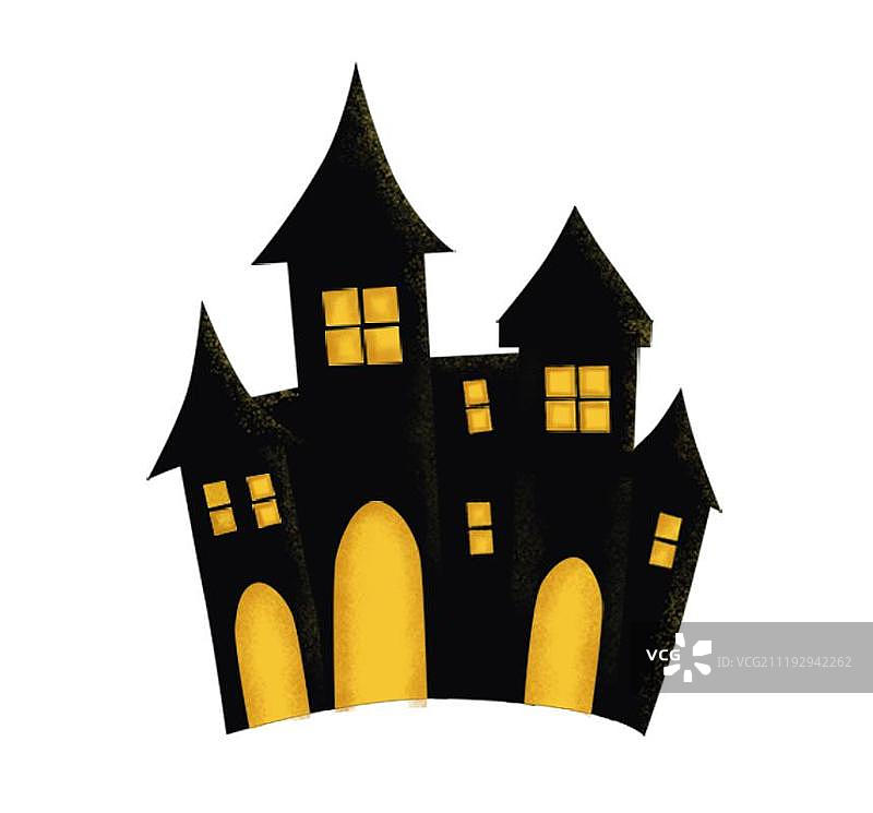 亮灯的小房子图片素材