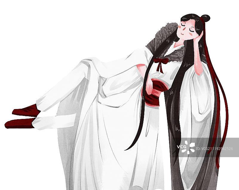 在休息的中国古代可爱公子图片素材