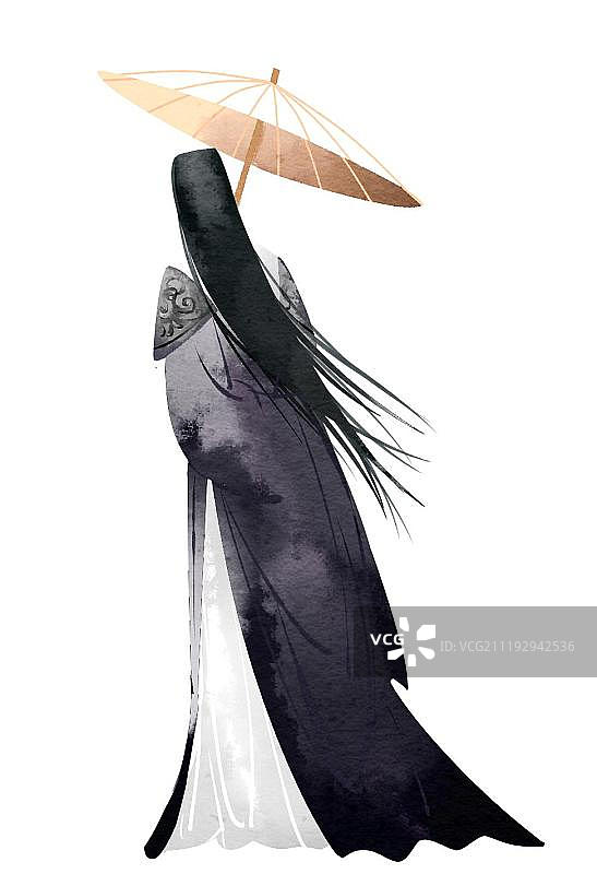 中国风中国古代公子撑伞图片素材