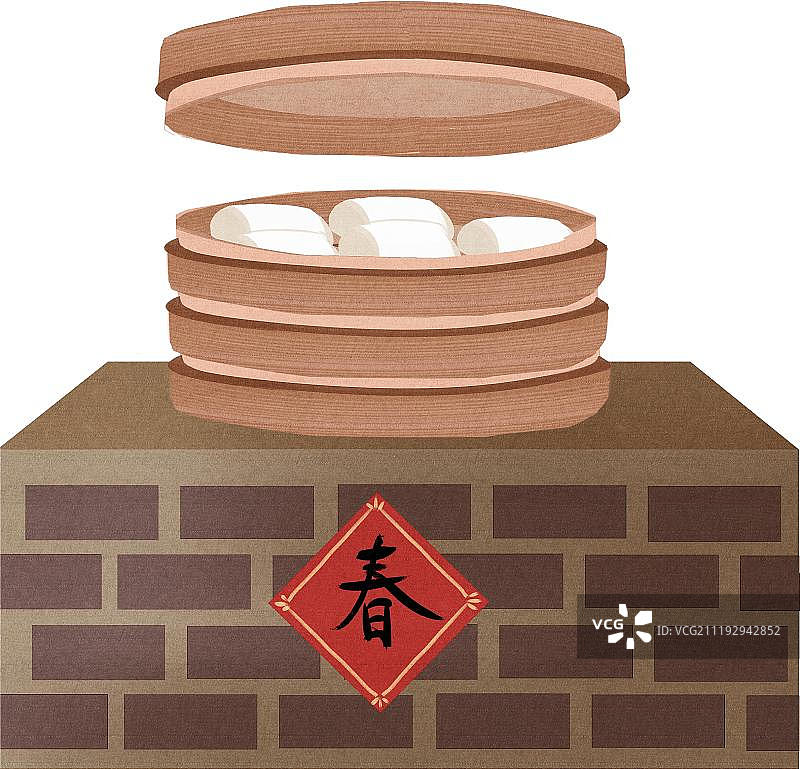 小清新灶台蒸馒头图片素材