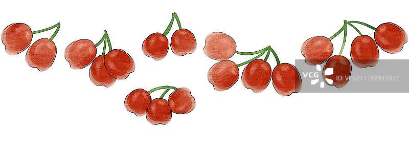 小清新水彩风格樱桃图片素材